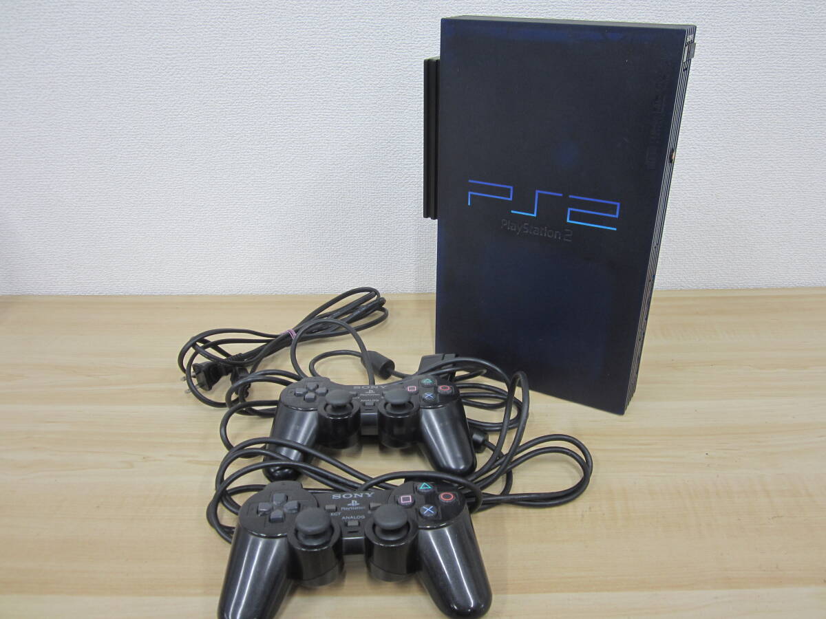  Sony SONY PS2 PlayStation 2 SCPH-50000 skeleton blue body controller 2 piece attaching electrification only verification present condition goods super-discount 1 jpy start 