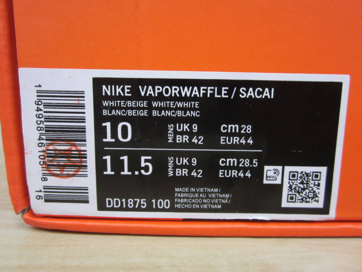 未使用 NIKE ナイキ スニーカー VAPORWAFFLE SACAI ヴェイパーワッフル DD1875-100 US10 28.0㎝ 箱・黒タグあり 激安1円スタート