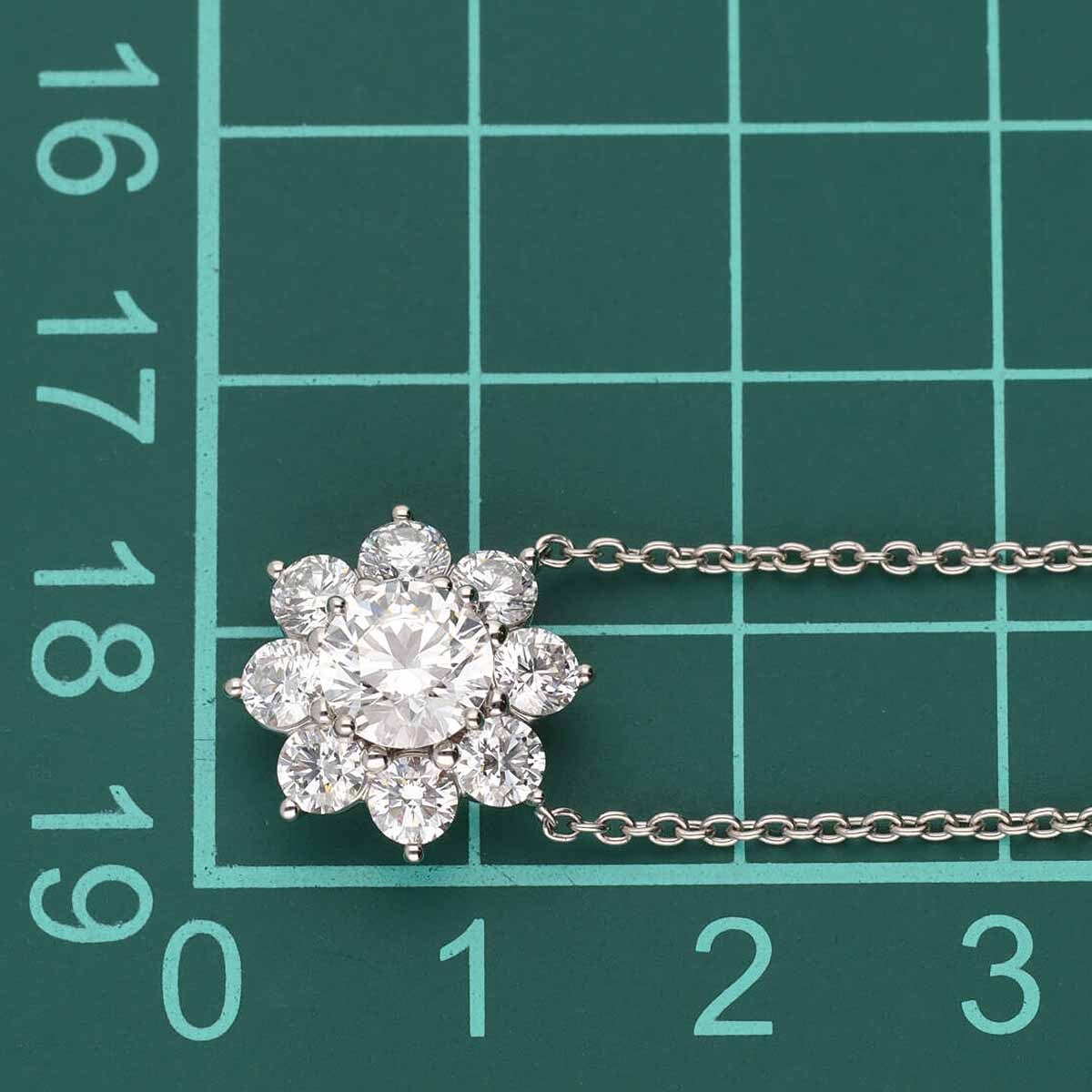 HW солнечный цветок подвеска колье medium diamond (1.03ct E-VS1-3Ex) боковой diamond ( примерно 1.21ct) PT950 заключение эксперта 