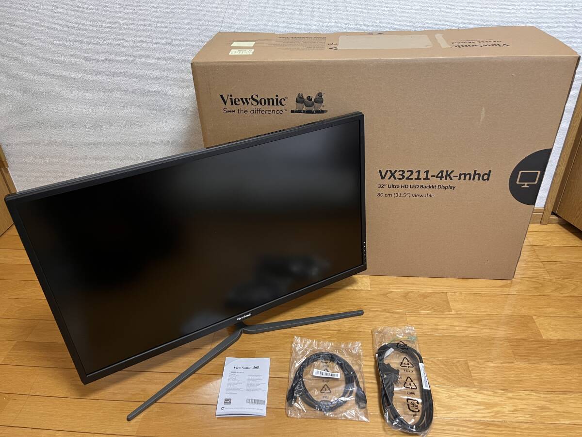 【美品・送料無料】ViewSonic 31.5インチ 4K Ultra HD 液晶モニタ VX3211-4K-MHD-7 HDMI DisplayPort ノングレア VESA対応の画像1