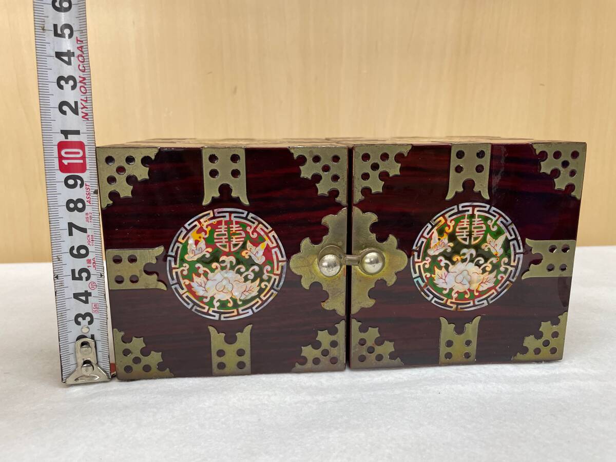 #959 韓国 螺鈿細工 双子宝石箱 螺鈿漆器 伝統工芸品の画像9