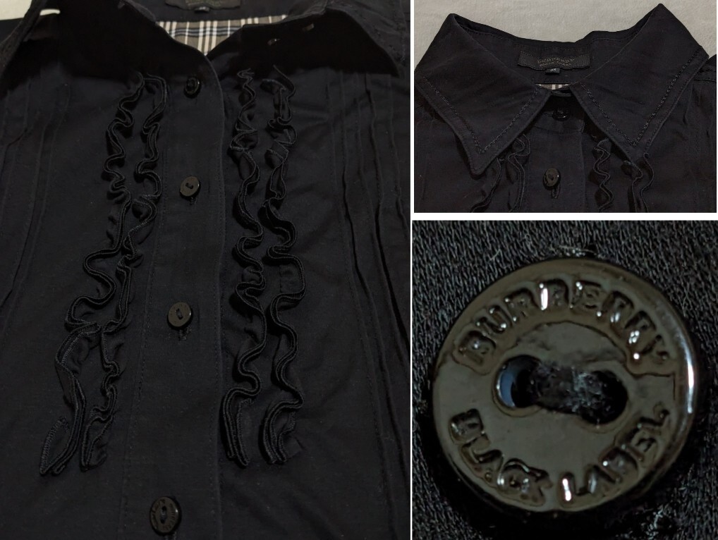 BURBERRY BLACK LABEL フリル長袖シャツ 38 M バーバリー BURBERRY BLACK LABEL フリル長袖シャツ 38 M バーバリー