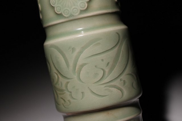 博物館展示品 来歴有 33 宋時代 龍泉窯花入 高さ約25.5cm (検)青磁 花器 花瓶 唐物 中国美術 古玩の画像9
