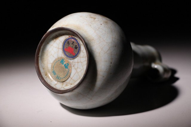 博物館展示品　来歴有　282　宋時代　官窯管耳瓶　高さ約17.5cm　(検)管耳瓶 唐物 中国美術 古玩 青磁_画像4