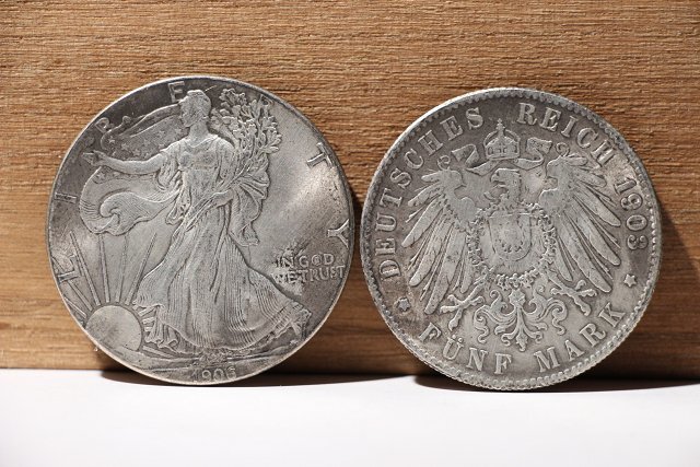 ☆撫子☆欧洲銀貨 アメリカ1906年・パナマ1904年 (検)リバティコイン イーグル銀貨 硬貨 外貨 記念コインの画像3