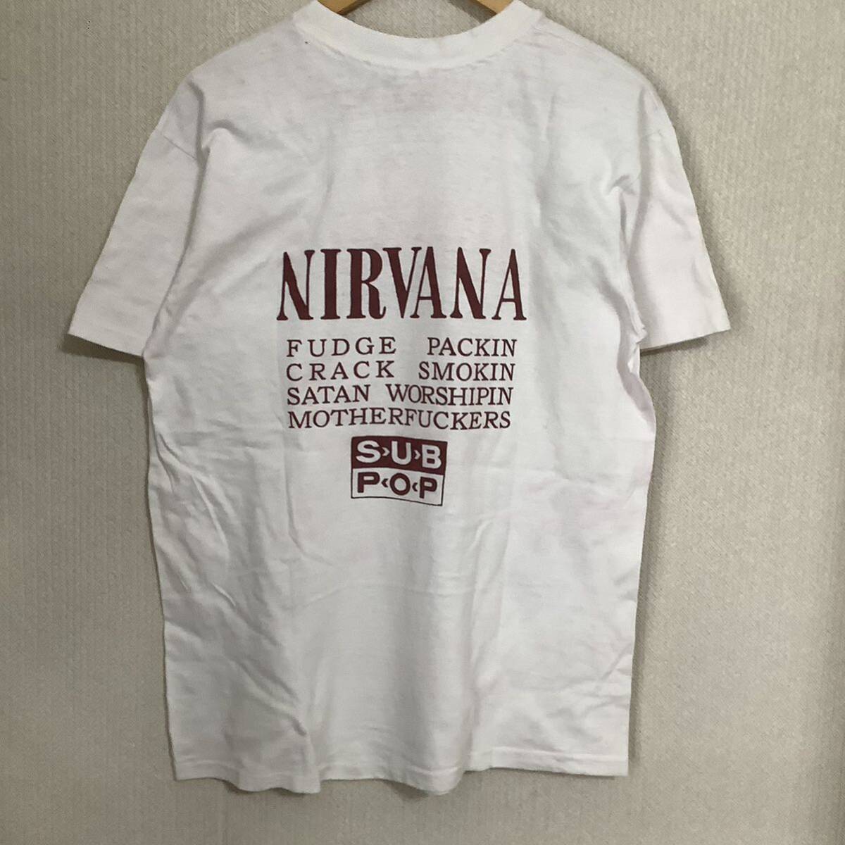 当時もの 1990s Nirvana Vestible オレンジ Hanes製 パーキングロット ヴィンテージ Tシャツ 80s 90s カート・コバーンの画像4