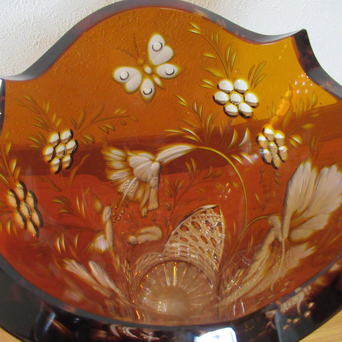 マイセン クリスタルガラス フラワーベース 花瓶 ケース付き Meissen 花模様 ヴィンテージ アンティーク 140サイズ発送 w-2618998-196-mrrzの画像5