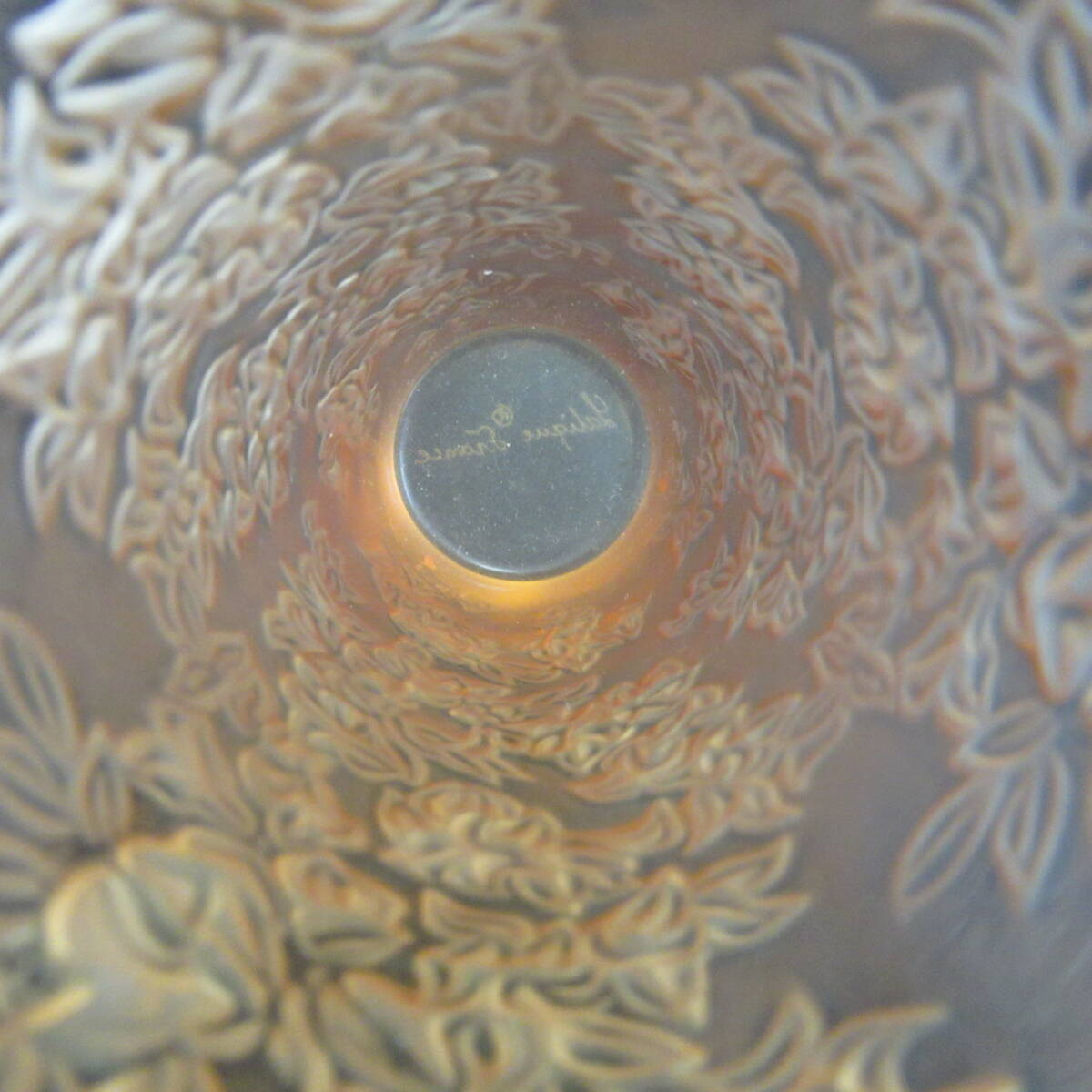 Lalique ラリック 花瓶 フラワーベース ガラス工芸 アンティーク食器 刻印 花模様 60サイズ発送 w-2614026-213-mrrzの画像10