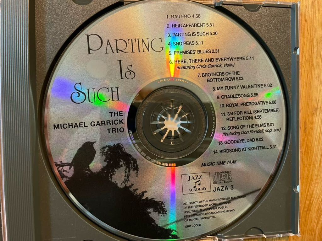 CD THE MICHAEL GARRICK TRIO / PARTING IS SUCH_画像3