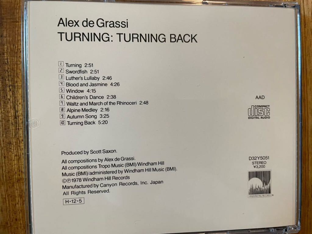 CD ALEX DE GRASSI / TURNING. TURNING BACK