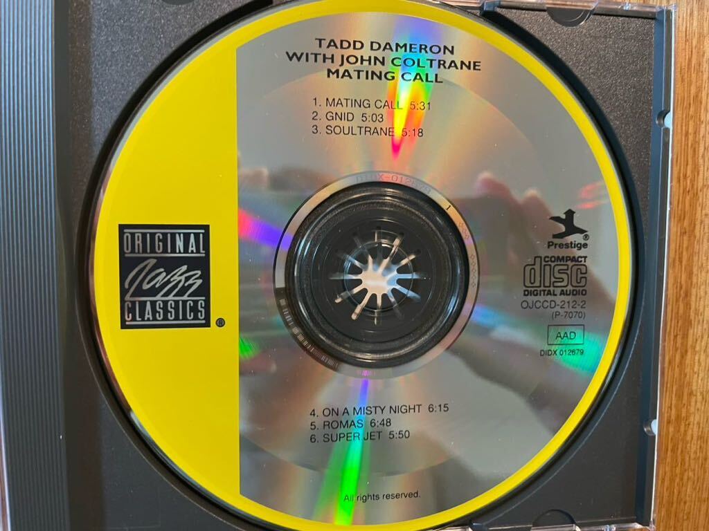 CD TADD DAMERON with JOHN COLTRANE / MATING CALL_画像2