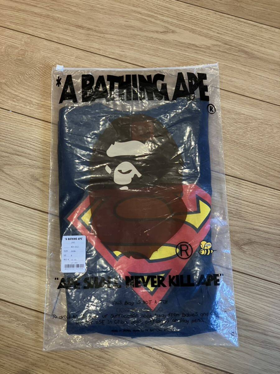 A BATHING APE アベイシングエイプ LサイズTシャツ　BAPE スーパーマン　ネイビー_画像1