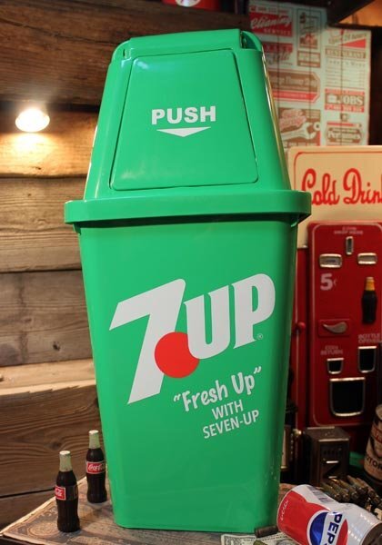 1円 新品　７UP GREEN 20L ダストボックス ゴミ箱 セブンアップ ごみ箱 アメリカンインテリア アメリカン雑貨 ガレージ_画像2