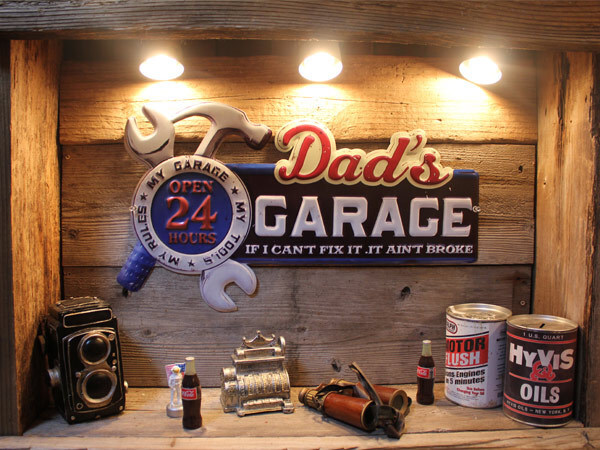 1円 新品 BIGサイズ！DAD’S garage 看板 サインプレート ガレージサイン アメリカンインテリア 男前インテリア サビ風の画像1