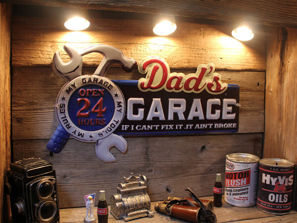 1円 新品 BIGサイズ！DAD’S garage 看板 サインプレート ガレージサイン アメリカンインテリア 男前インテリア サビ風