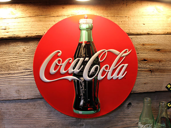 1円 新品 コカ・コーラ 看板 エンボス加工 ラウンドプレート アメリカンインテリア サインプレートの画像3