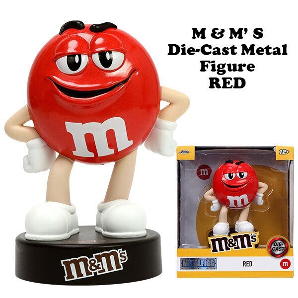 1 jpy new goods M&M\'S die-cast metal figure red american interior sticker attaching garage Setagaya base 