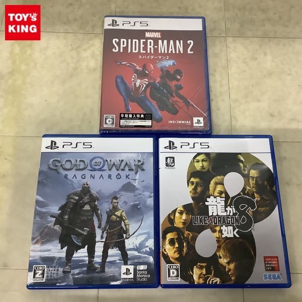 1円〜 未開封含 PS5 スパイダーマン2、龍が如く8、ゴッド・オブ・ウォー ラグナロクの画像1