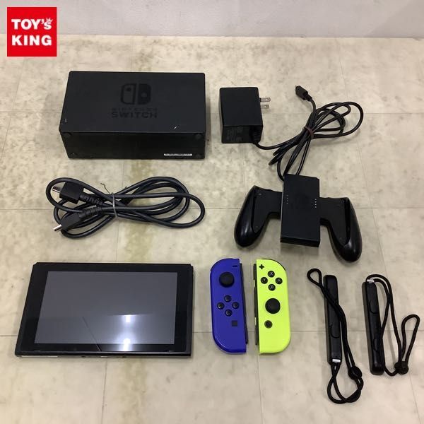 1円〜 動作確認/初期化済 箱無 Nintendo Switch HAC-001 本体 Joy-Con ブルー ネオンイエロー ドック 他_画像1