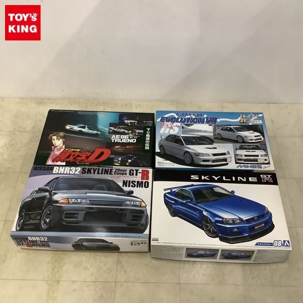 1円〜 アオシマ他 1/24 ニッサン BNR34 スカイライン GT-R V-specII ’02、三菱 ランサーエボリューションVII マインズ仕様 等の画像1