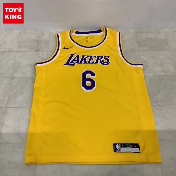 1円〜 NIKE NBA ユニフォーム Lakers 6 レブロン・ジェームズ Lサイズ_画像1