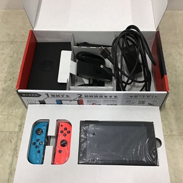 1円〜 動作確認/初期化済 Nintendo Switch 本体 HAC-001（-01） Joy-Con（L）ネオンブルー HAC-015 （R）ネオンレッド HAC-016の画像2