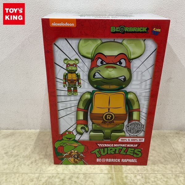 1円〜 未開封 メディコム・トイ BE@RBRICK ベアブリック 100％ & 400％ RAPHAEL CHROME Ver.の画像1