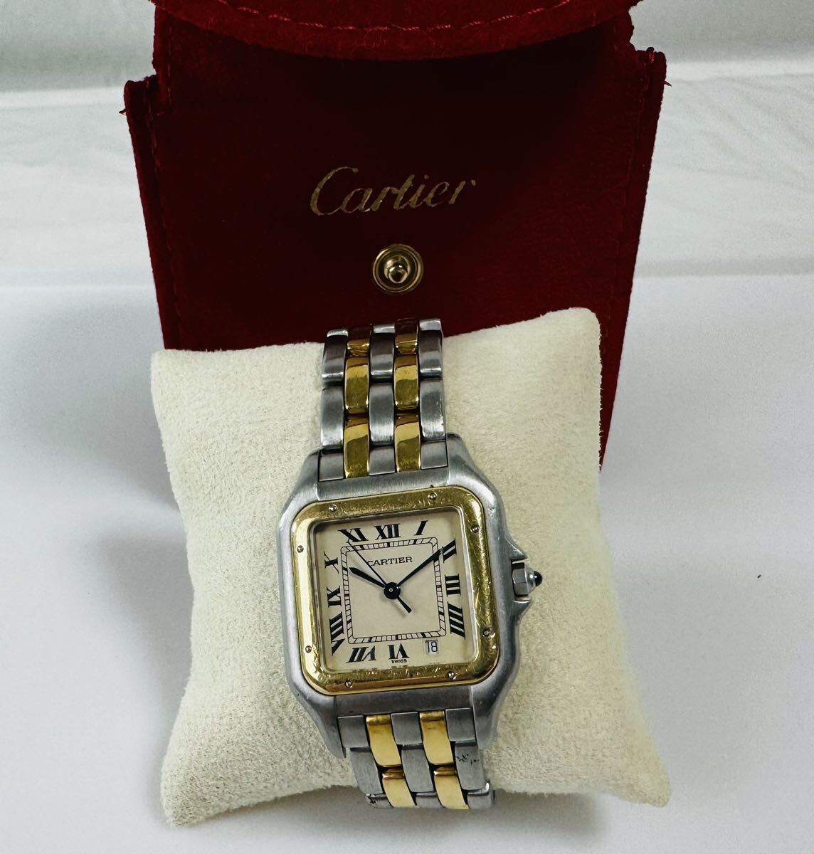 □ Cartier(カルティエ) 腕時計 パンテールMM QZ YG×SS 2ロウ デイト SS×K18YG アイボリー文字盤/263504/49-31の画像1