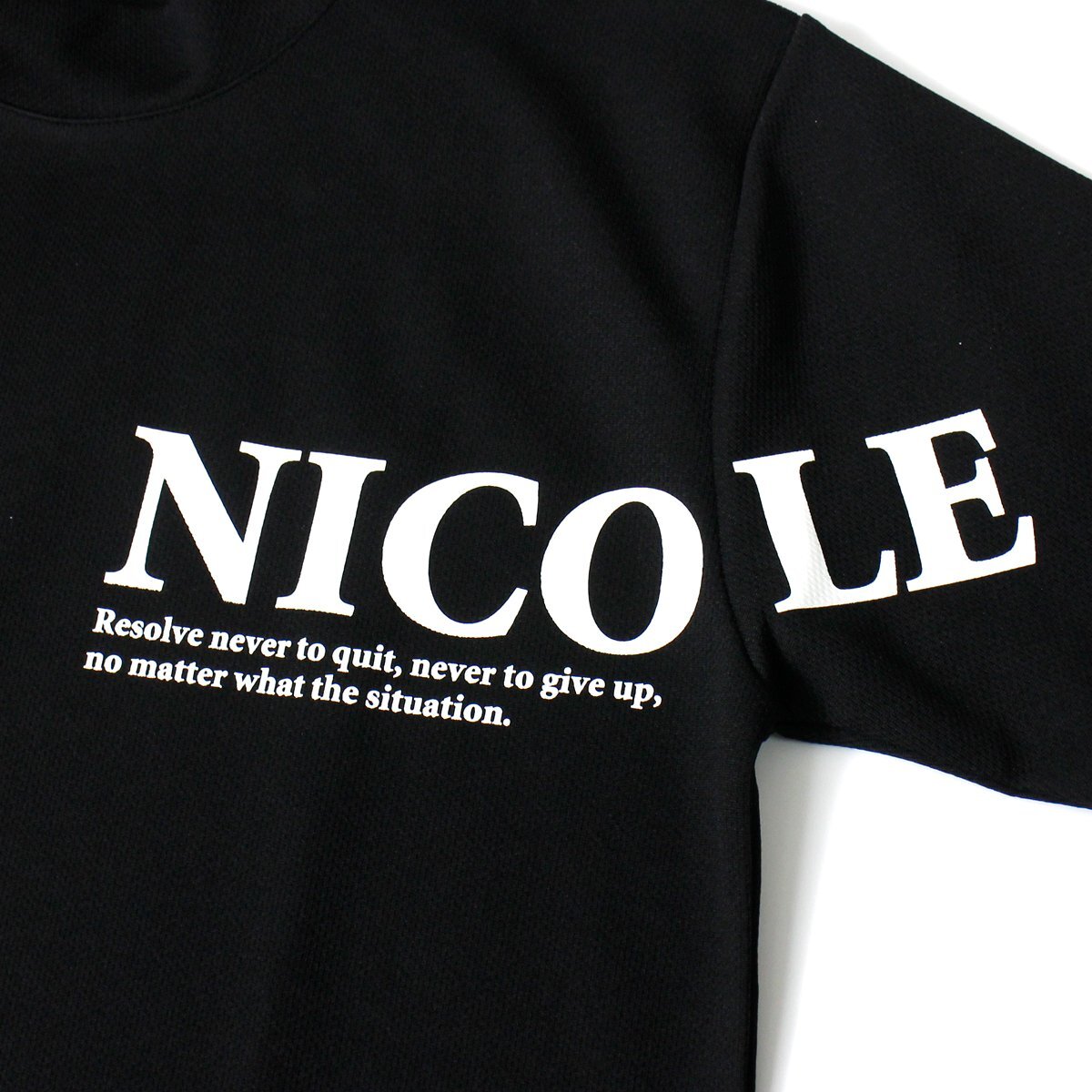 新品 ニコル ゴルフ 吸水速乾 中厚 モックネック 半袖 シャツ 48 (L) 黒 NICOLE GOLF ハイネック シャツ メンズ ウェア 春夏 ◆CC2178B_画像4