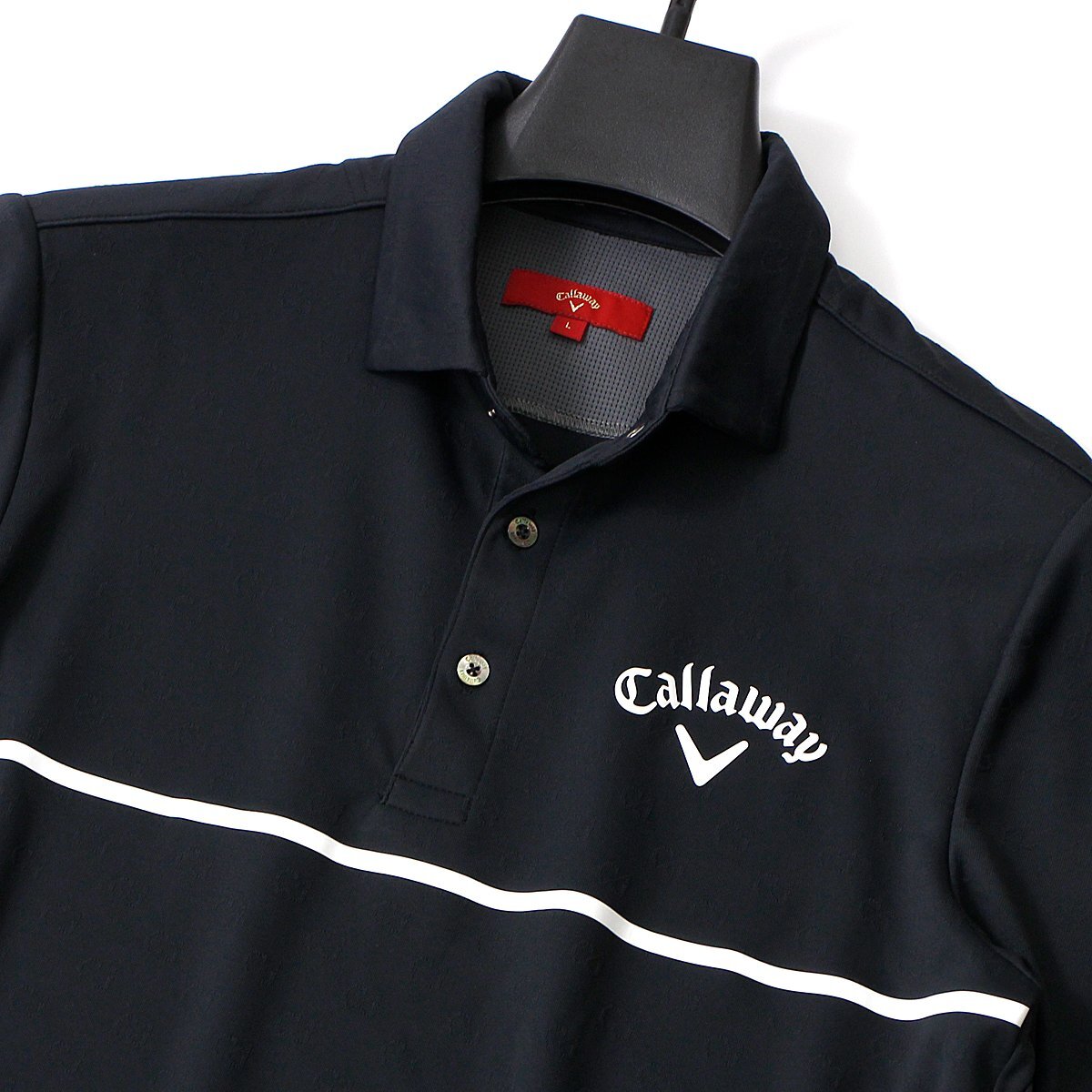 新品 定価1.7万 キャロウェイ レッドレーベル ジャガード 半袖 ポロシャツ 3L Callaway ゴルフ GOLF シャツ ウェア メンズ 黒 ◆CC2224Cの画像3