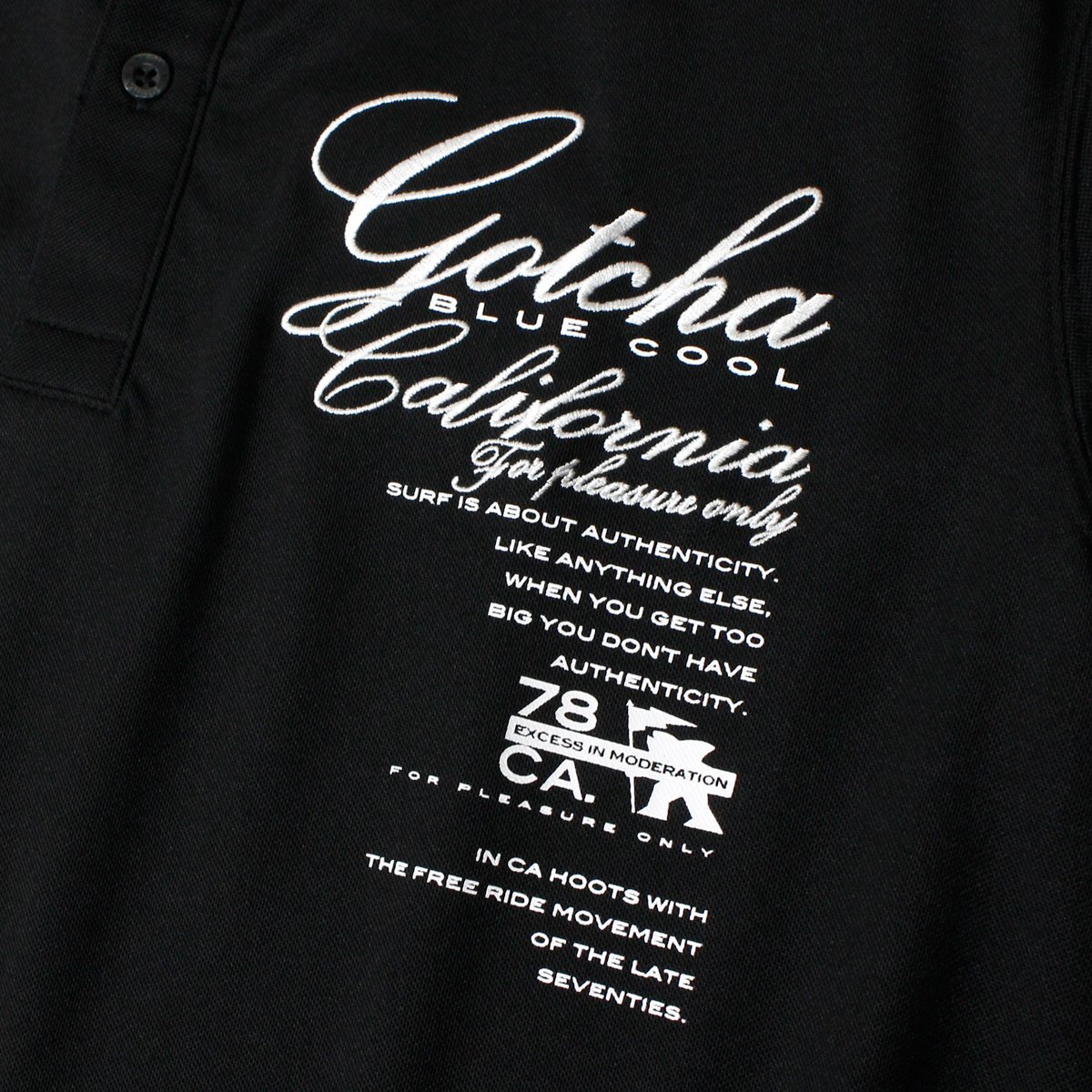 新品 ガッチャ ゴルフ ビッグ ロゴ 半袖 ポロシャツ XL 春夏 GOTCHA GOLF シャツ 吸水速乾 ロゴ刺繍 UVカット メンズ ウェア 黒 ◆CC2208Bの画像6