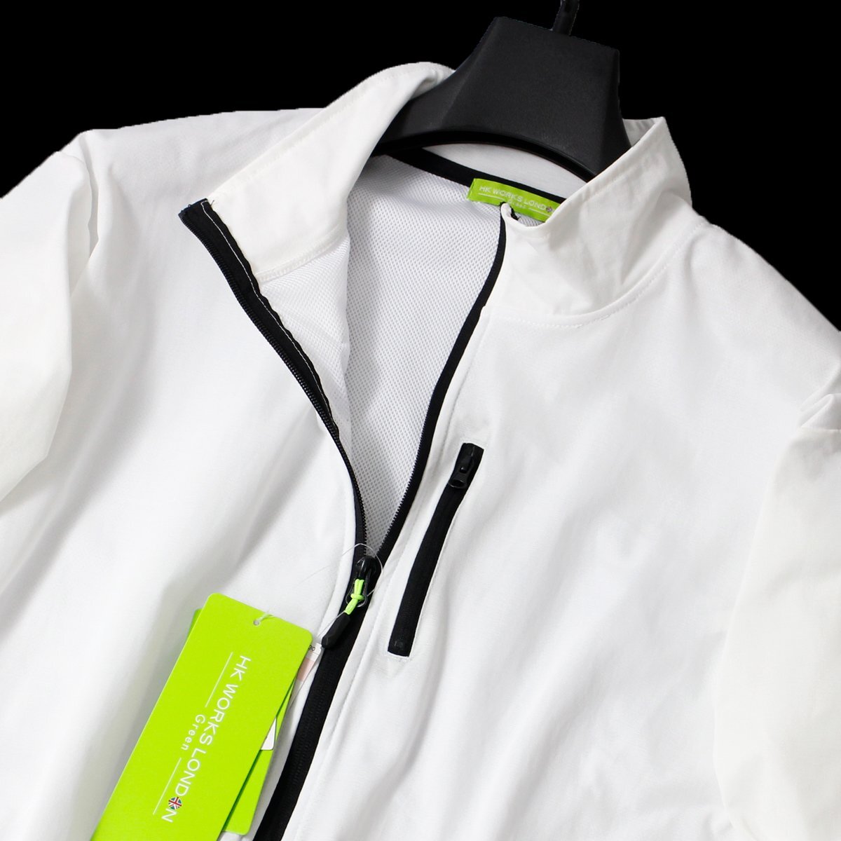  new goods Hiroko Koshino Golf . water speed . stretch jacket M white HK WORKS LONDON Green lining mesh blouson GOLF *CS2007A