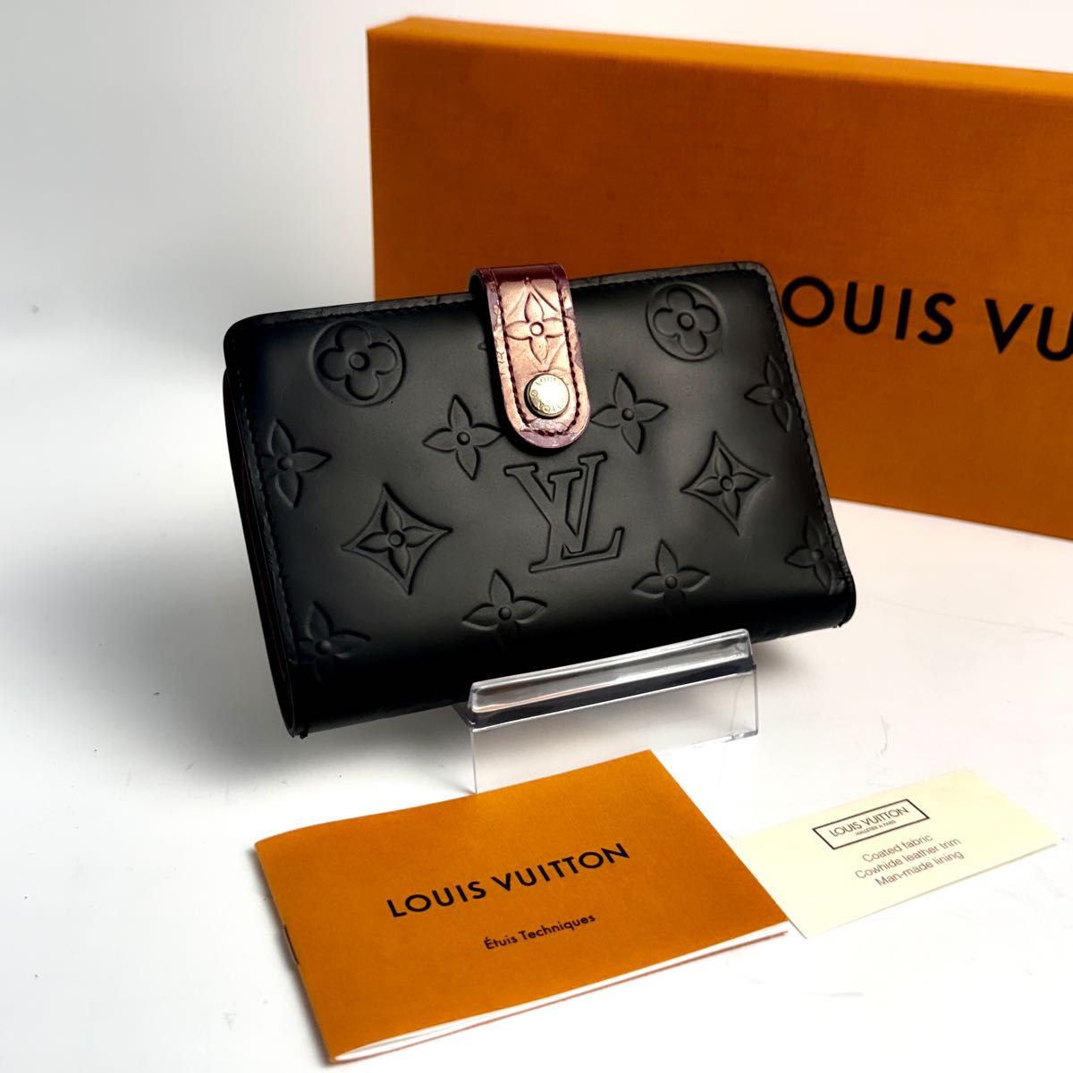 極美品 LOUIS VUITTON ルイヴィトン ヴェルニ 折財布 がま口 ブラック モノグラム 1M5