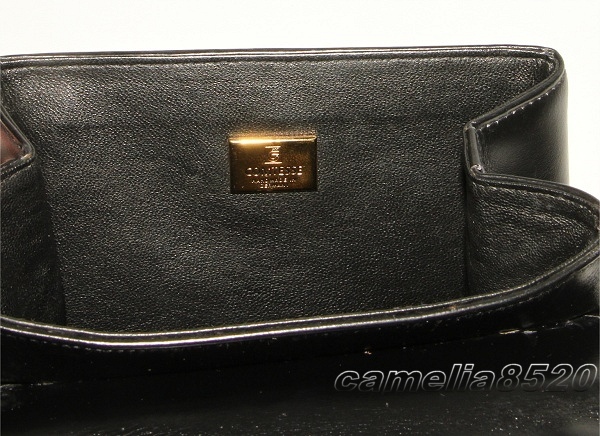 コンテス COMTESSE フラップ ハンド バッグ ボックスカーフ 18cm ゴールド金具 黒 ブラック ドイツ製 中古 美品_画像5