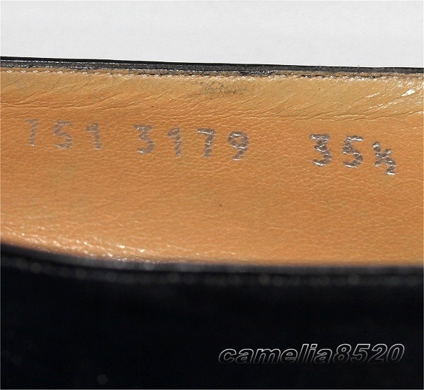 CELINE セリーヌ リボン パンプス ネイビーブルー レザー 本革 35.5 サイズ 約22.5～23cm ヒール 3.2cm イタリア製 中古 美品