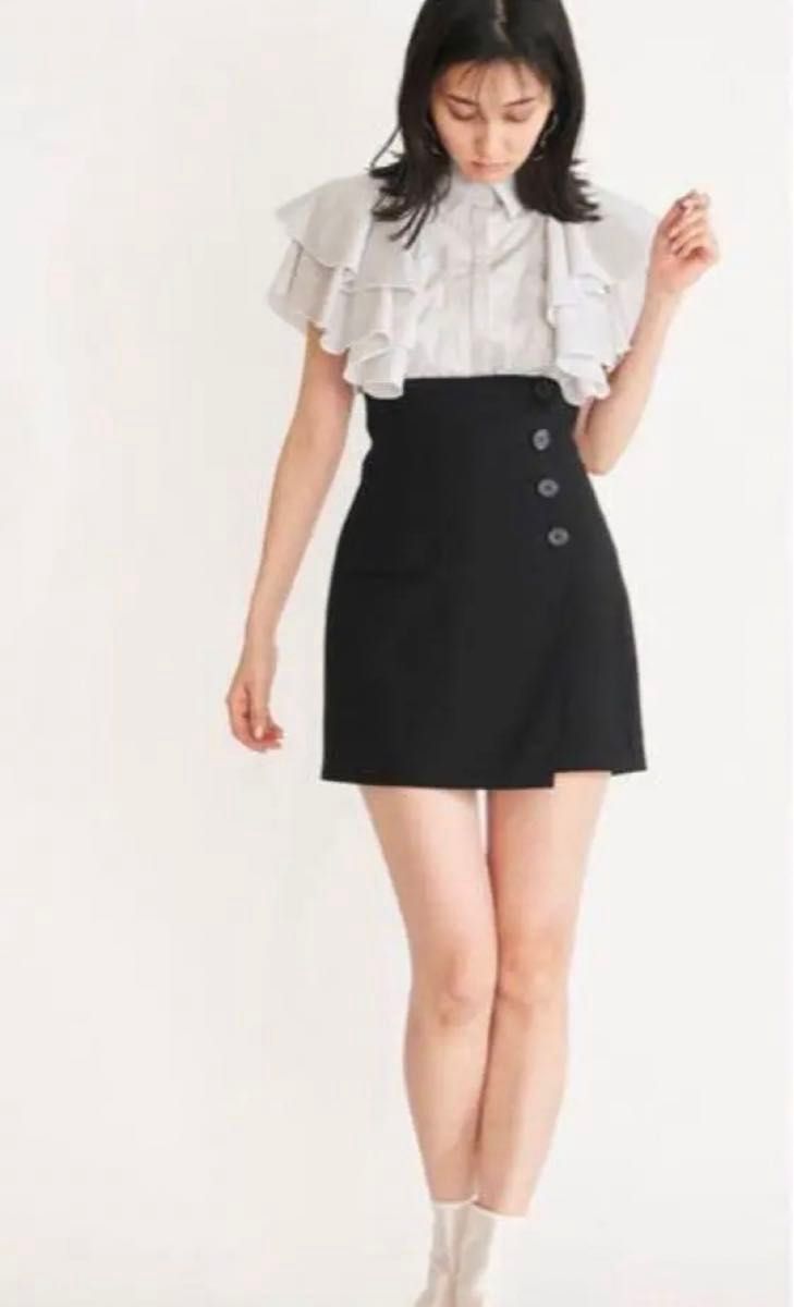 SNIDEL 極美品 ハイウエストキュロットショートパンツ BLK 0 SNIDEL スナイデル ハイウエストキュロットショートパンツ BLK