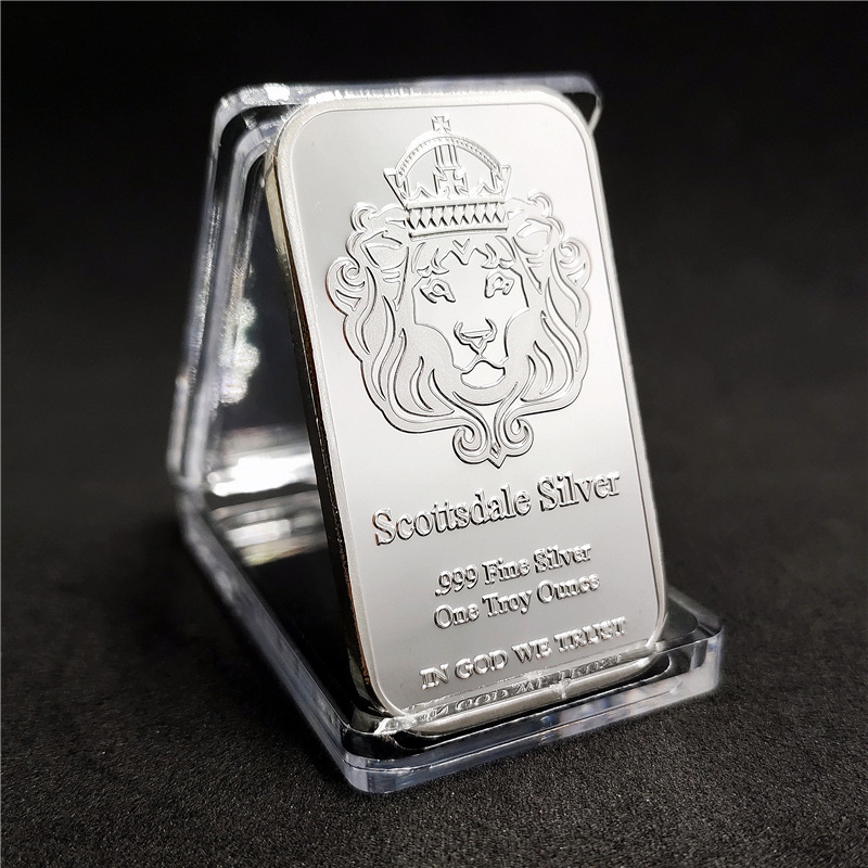 国内発送 1円スタート銀貨 プラチナ カラー silver ingot インゴット シルバー 41.1g レプリカ ptp プラチナメッキ No360の画像1