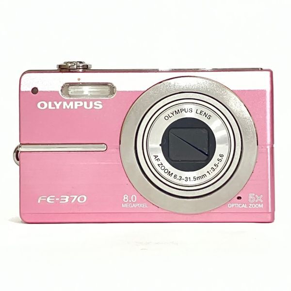 CDM958T Olympus オリンパス コンパクトデジタルカメラ FE-370 バッテリー付属 ピンク系_画像1