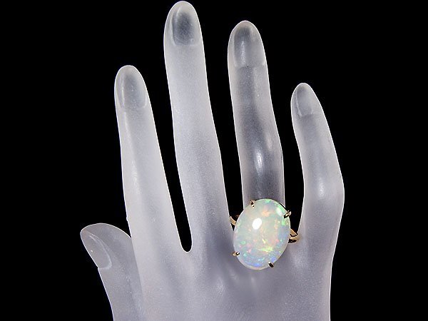 【ジュエリー極】神秘的カラフル遊色湧く！超大粒良質天然オパール13.32ct 高級K18YGリング k8369mk【送料無料】の画像7