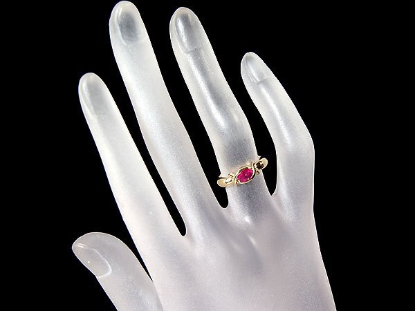 1円～【ジュエリー極】鮮やかピンキッシュレッドカラー煌く！良質天然ルビー0.48ct 高級K18YGリング t4209ol【送料無料】の画像4