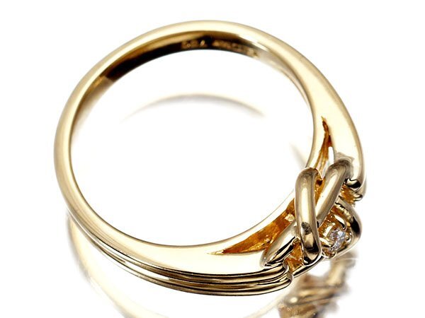 1円～【ジュエリー極】Christian Dior 極上天然1粒ダイヤモンド0.027ct 高級K18YGリング a1059kv【送料無料】