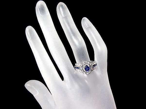 1円～【ジュエリー極】濃厚ブルーカラー煌く！良質天然ブルーサファイア1.37ct＆ダイヤモンド0.5ct 高級Pt900リング t4230mi【送料無料】の画像5