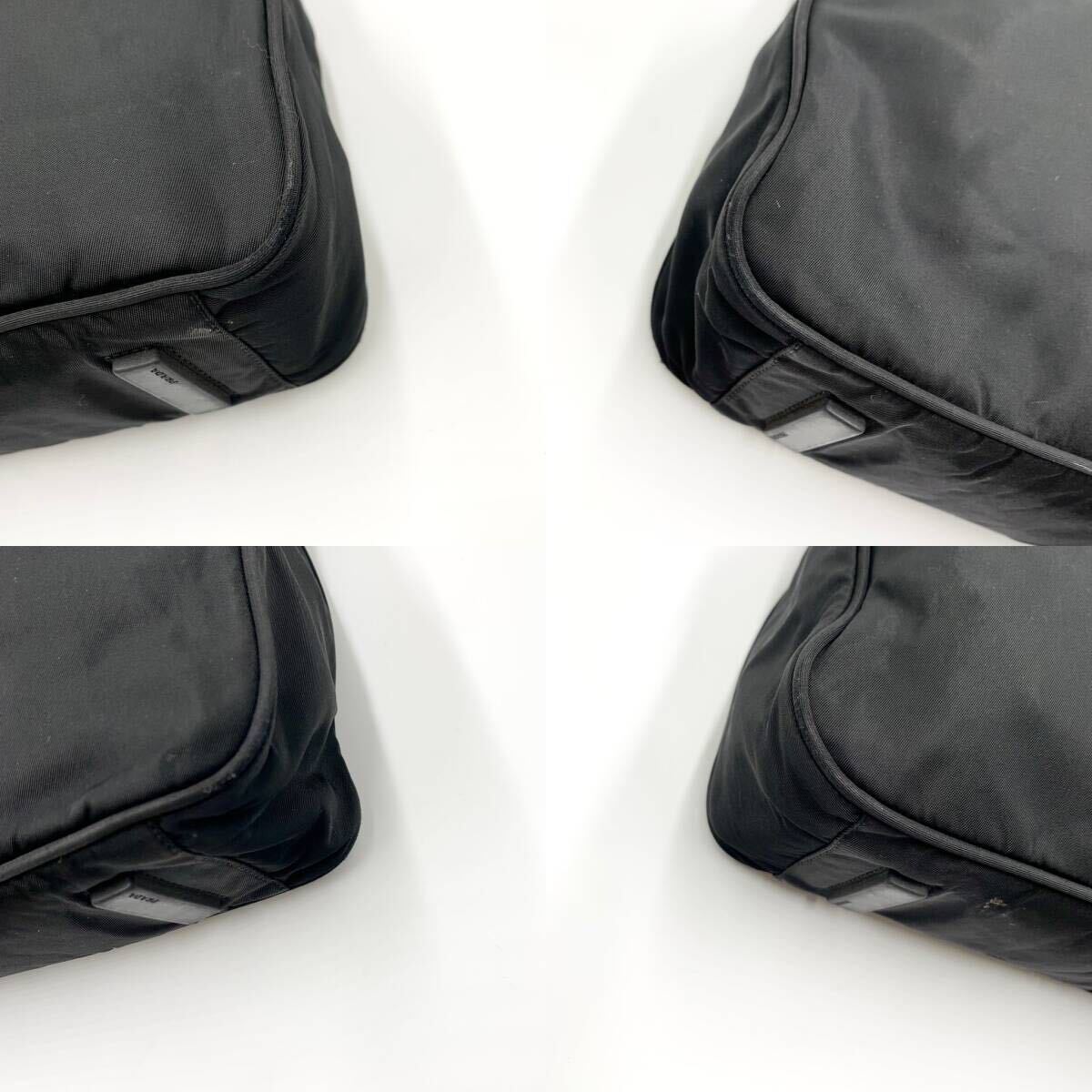 524[ super rare * beautiful goods ]PRADA Prada business bag briefcase triangle Logo katena key leather nylon document business A4 storage possible black 