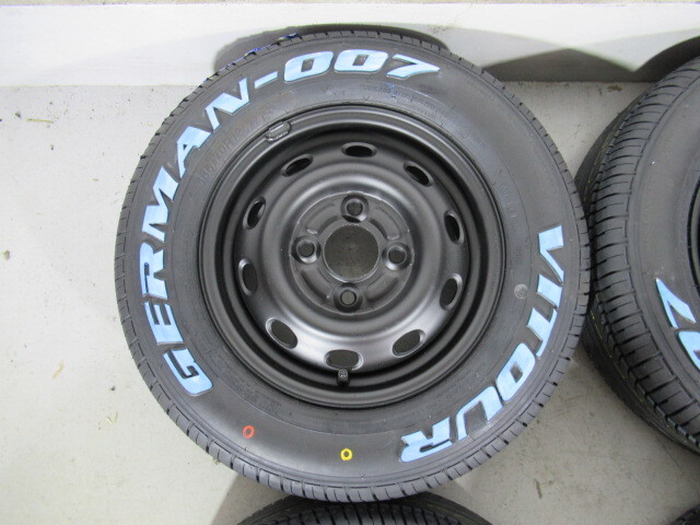  ホワイトレター 新品タイヤ+中古鉄チン 4本SET VITOUR GERMAN-007 165/70R12 77T RWL 2023年製 12×4.00B 100/4H+45 59Φ 軽トラ Y00203_165/70R12 77T RWL