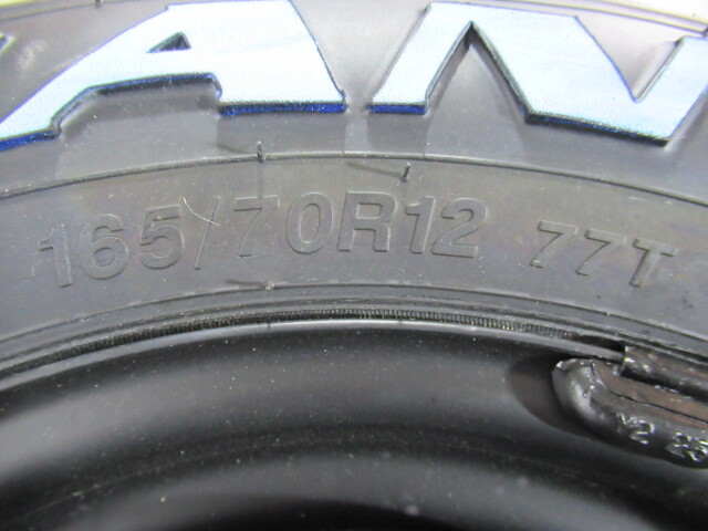  ホワイトレター 新品タイヤ+中古鉄チン 4本SET VITOUR GERMAN-007 165/70R12 77T RWL 2023年製 12×4.00B 100/4H+45 59Φ 軽トラ Y00203の画像9