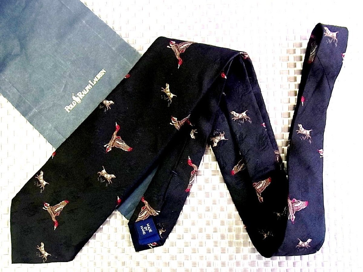 *RB0547*[ embroidery bird duck duck dog .. animal pattern ] Ralph Lauren [ beautiful goods ] necktie 