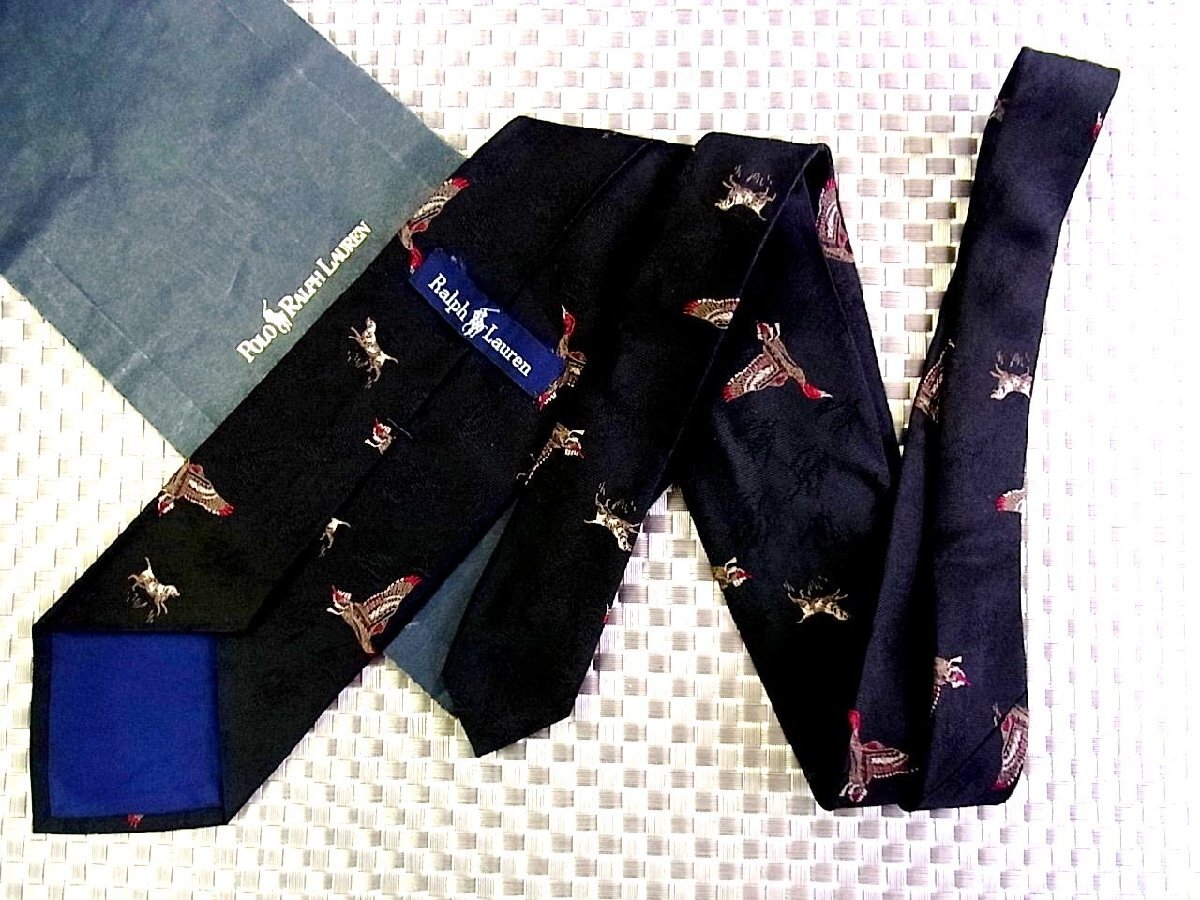 *RB0547*[ embroidery bird duck duck dog .. animal pattern ] Ralph Lauren [ beautiful goods ] necktie 