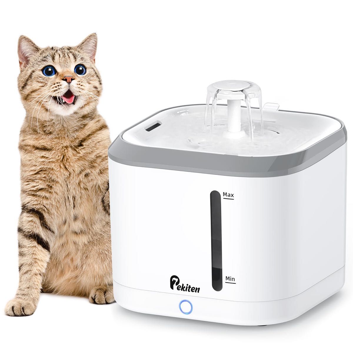 自動給水器 ペット用 水飲み器 犬 猫 循環式　消音　高性能フィルター  2.5L大容量  ホワイト