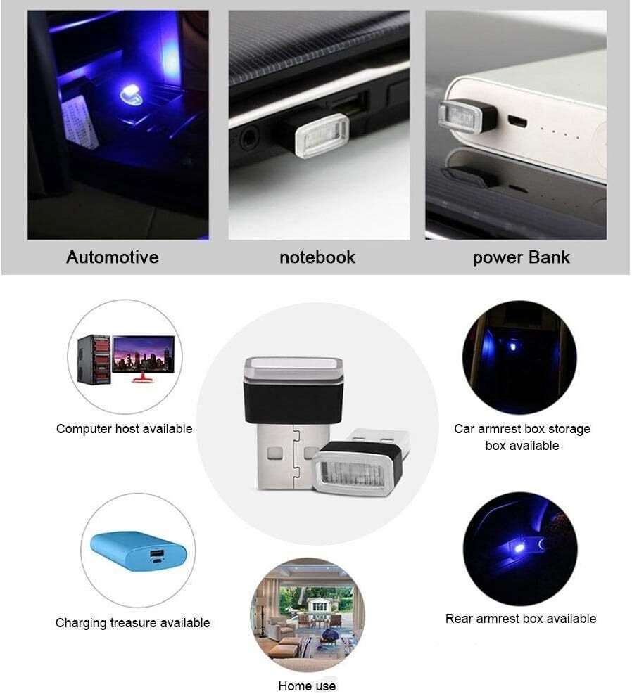 CTRICALVER USBポートカバーイルミカバー 車用 イルミネーション 車内照明 室内夜間ライトLED 5個セット（白＋青＋の画像5