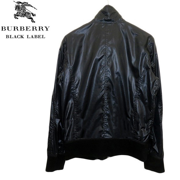  хорошая вещь!M(2) шланг вышивка &noba проверка * Burberry Black Label нейлон блузон двойной ZIP байкерская куртка BURBERRY BLACK LABEL